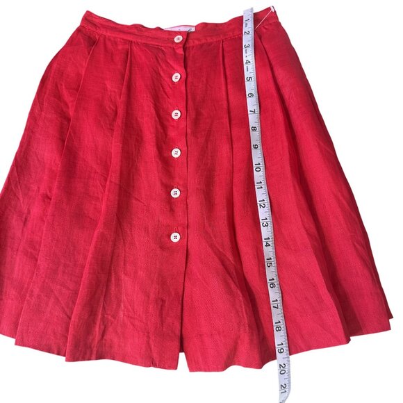 NWT Vintage Agnes B. Linen Skirt Women's Red Pleated Button Up Size 36 US 4 - Picture 8 of 8